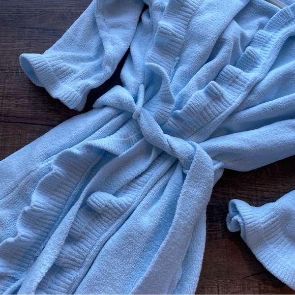 Light Blue Ruffled Women's Robe - Picture 3 of 4